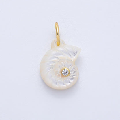18K Gold Filled 16mm CZ Embedded Sea Shell Charm | AK135 - AK139