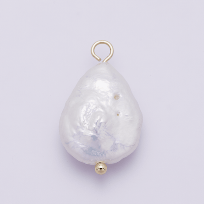 18K Gold Filled 16mm Freshwater Pearl Teardrop Handmade Charm | P01955