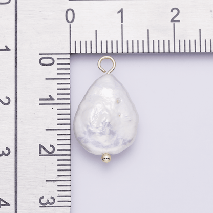 18K Gold Filled 16mm Freshwater Pearl Teardrop Handmade Charm | P01955