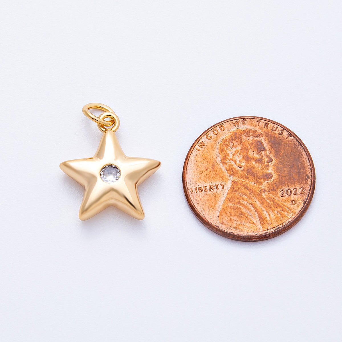 18K Gold Filled 16mm Green, Pink, Clear CZ Celestial Star Charm | Charms-00342 - Charms-00344