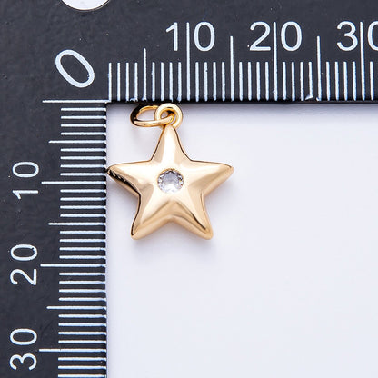 18K Gold Filled 16mm Green, Pink, Clear CZ Celestial Star Charm | Charms-00342 - Charms-00344