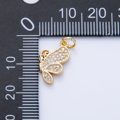 18K Gold Filled 16mm Micro Paved CZ Butterfly Mariposa Insect Charm | Charms-00407