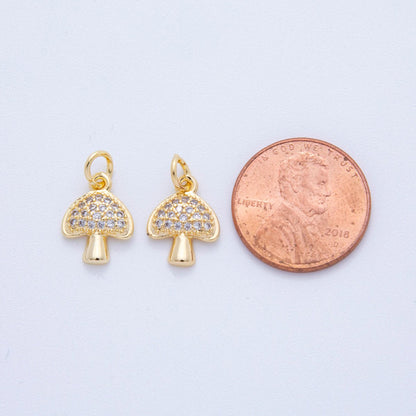 18K Gold Filled 16mm Micro Paved CZ Little Mushroom Charm | AF820