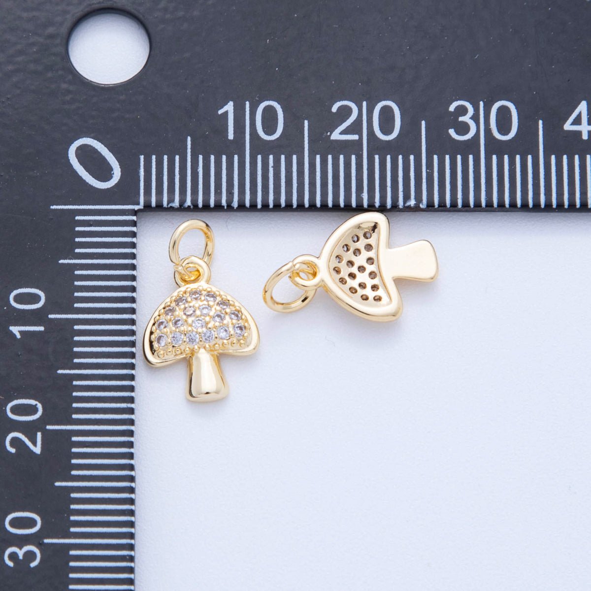18K Gold Filled 16mm Micro Paved CZ Little Mushroom Charm | AF820