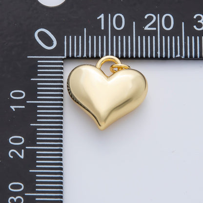 18K Gold Filled 16mm Minimalist Chubby Heart Charm | AF1416