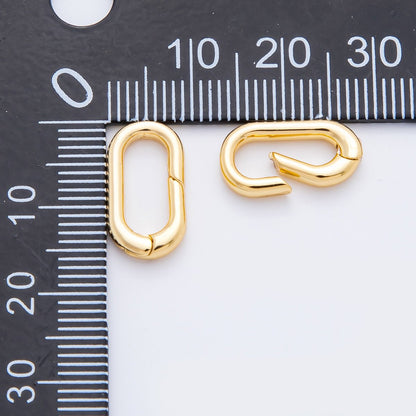 18K Gold Filled 16mm Minimalist Oblong Oval Push Gate Clasp Closure Finding | Z1381