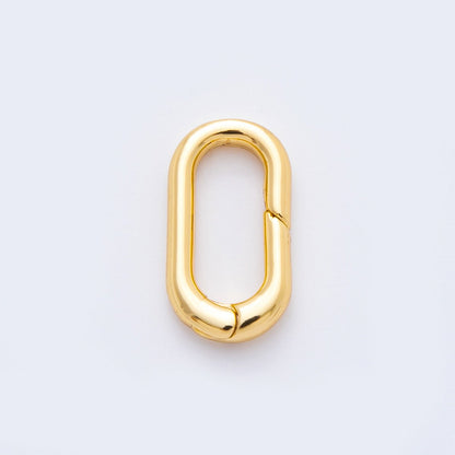 18K Gold Filled 16mm Minimalist Oblong Oval Push Gate Clasp Closure Finding | Z1381