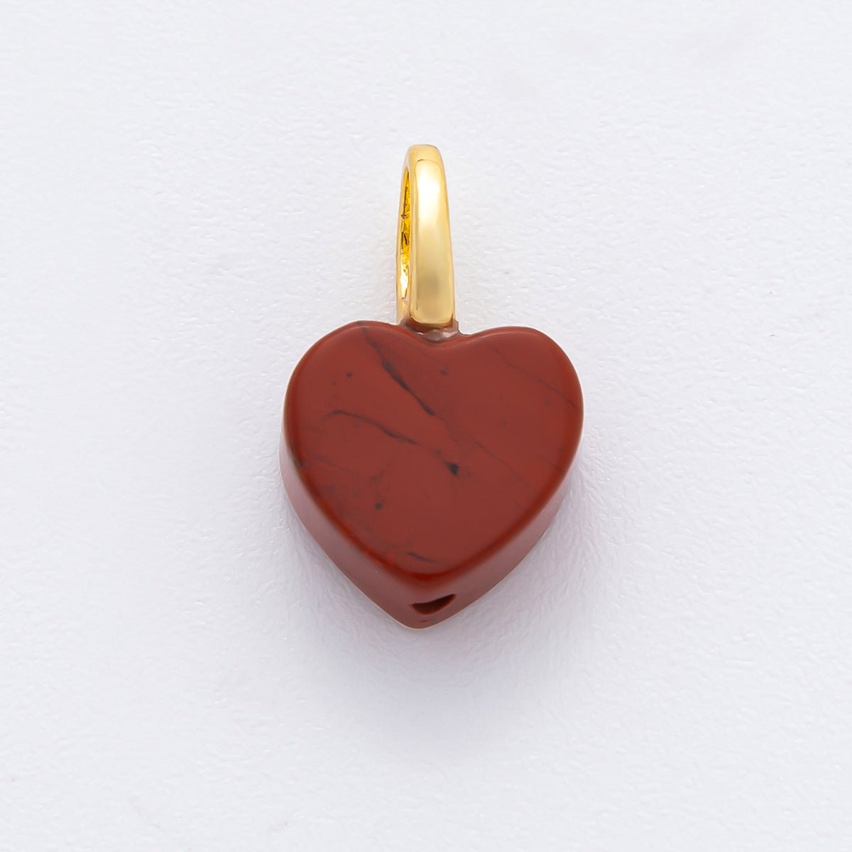 18K Gold Filled 16mm Quartz, Ruffle, &amp; Carnelian Gemstone Dainty Heart-Shaped Charm | E433 E449