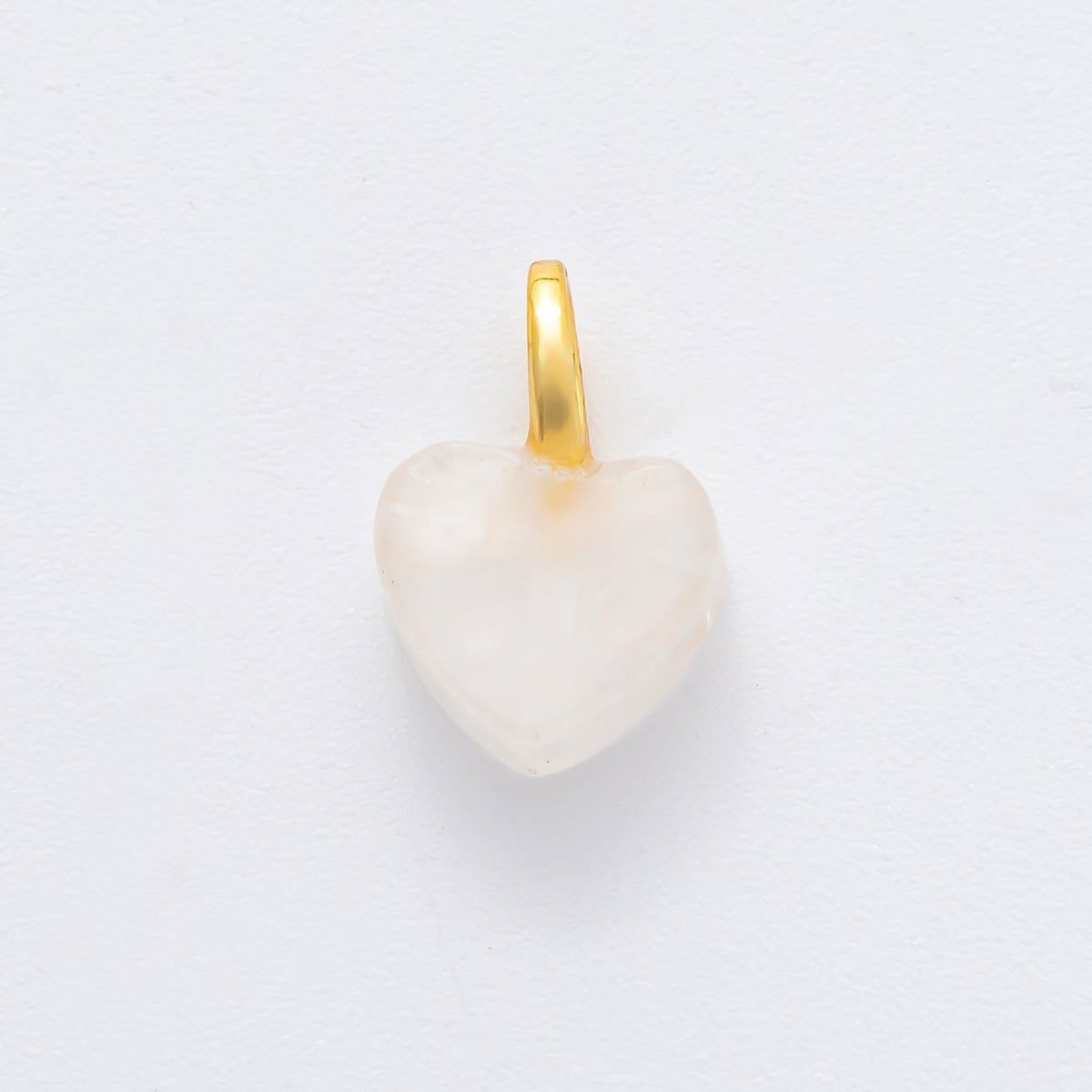 18K Gold Filled 16mm Quartz, Ruffle, &amp; Carnelian Gemstone Dainty Heart-Shaped Charm | E433 E449