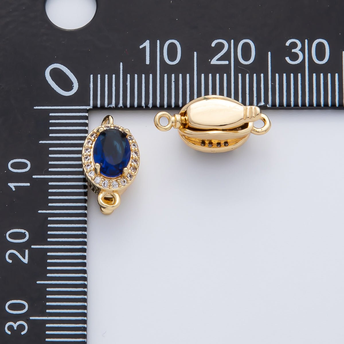 18K Gold Filled 16mm Royal Blue CZ Oval Box Clasps Closure Finding | Z1461