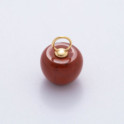 18K Gold Filled 17.5mm Fluorite, Aventurine, &amp; Jade Gemstone Round Ball Charm | E178 E219 E223 E250