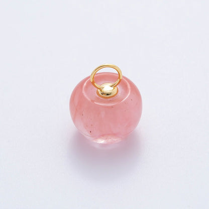 18K Gold Filled 17.5mm Fluorite, Aventurine, &amp; Jade Gemstone Round Ball Charm | E178 E219 E223 E250