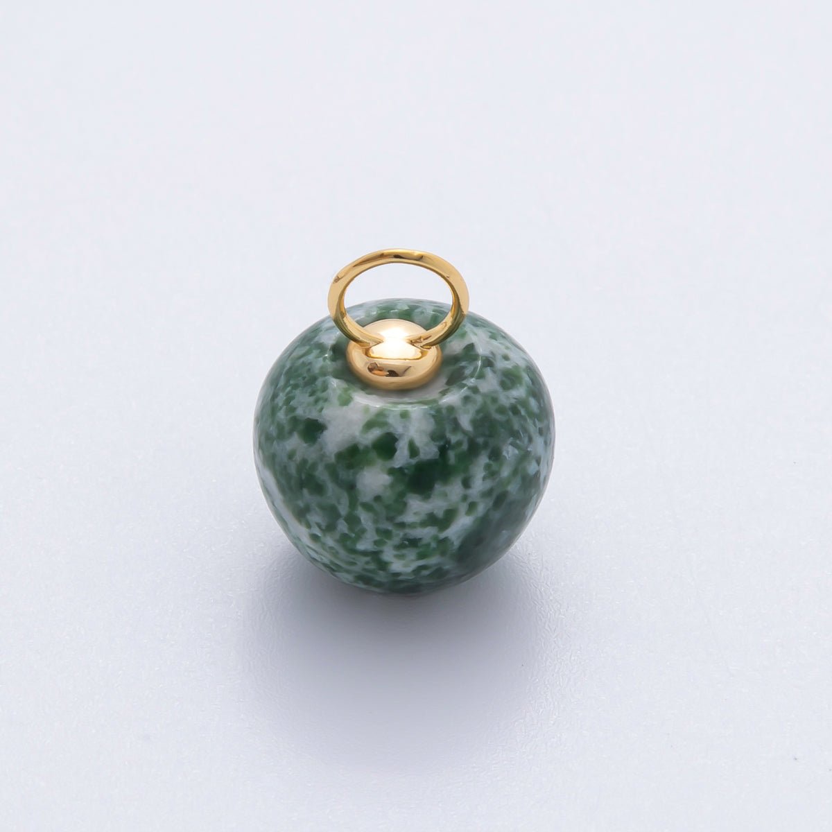 18K Gold Filled 17.5mm Fluorite, Aventurine, &amp; Jade Gemstone Round Ball Charm | E178 E219 E223 E250