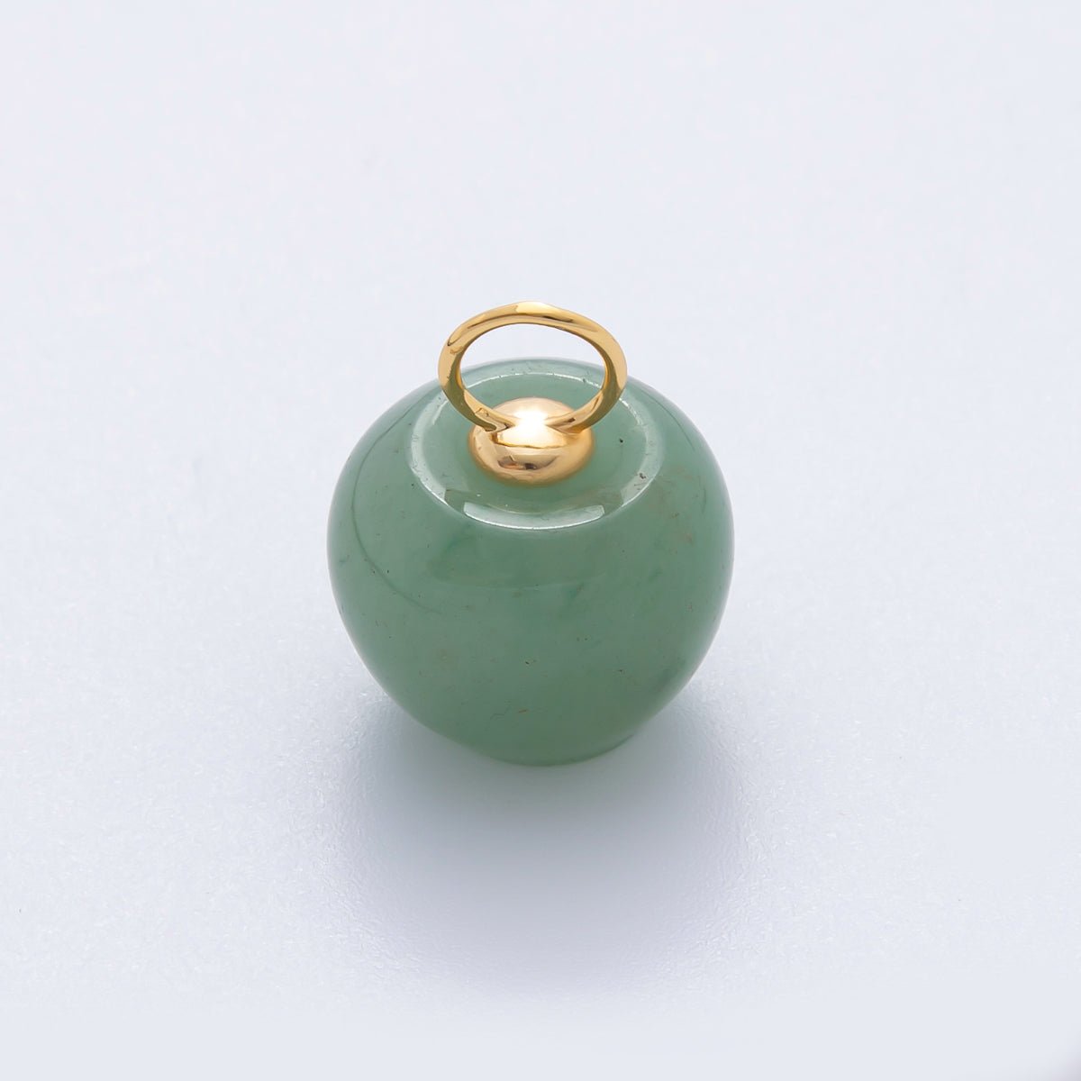 18K Gold Filled 17.5mm Fluorite, Aventurine, &amp; Jade Gemstone Round Ball Charm | E178 E219 E223 E250