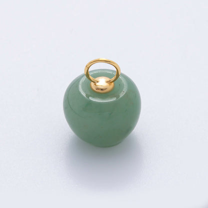 18K Gold Filled 17.5mm Fluorite, Aventurine, &amp; Jade Gemstone Round Ball Charm | E178 E219 E223 E250
