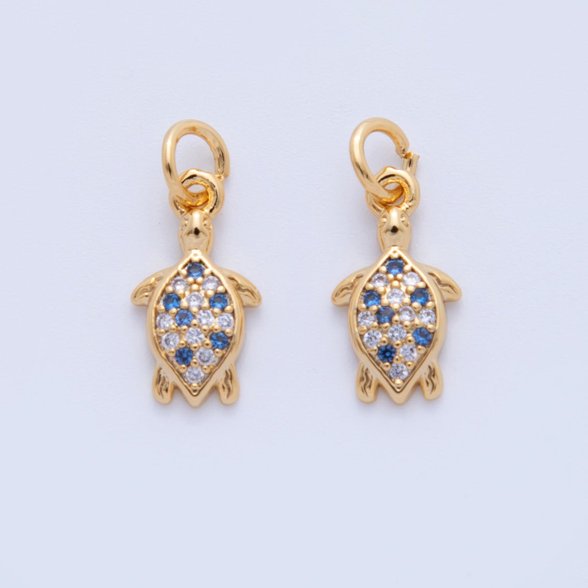 18K Gold Filled 17.5mm Micro Paved CZ Sea Turtle Charm | AF814