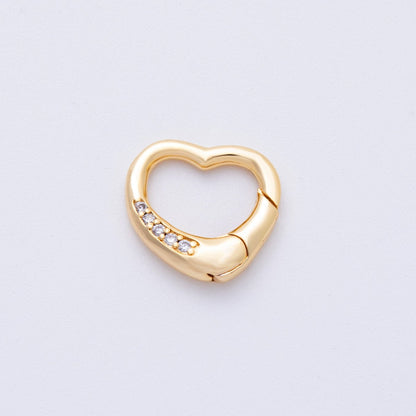 18K Gold Filled 17.5mm Push Gate Heart CZ Minimalist Finding | Findings-00007