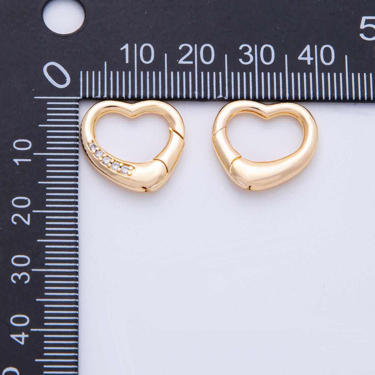 18K Gold Filled 17.5mm Push Gate Heart CZ Minimalist Finding | Findings-00007
