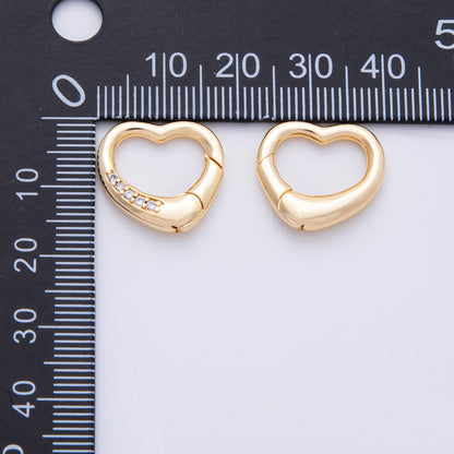 18K Gold Filled 17.5mm Push Gate Heart CZ Minimalist Finding | Findings-00007