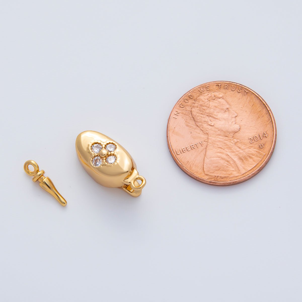 18K Gold Filled 17.5mm Round Embedded CZ Box Clasps Closure Finding | Z1462