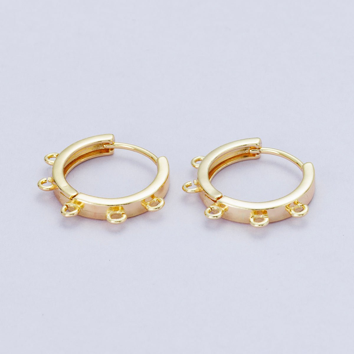 18K Gold Filled 17.7mm Minimalist Five Open Loop Drop Huggie Earrings | Findings-00105