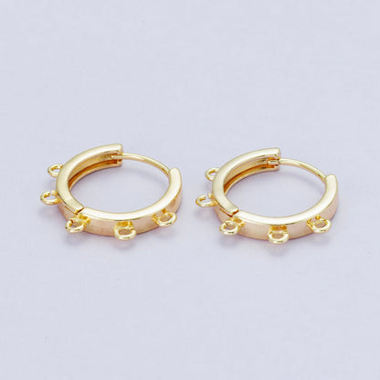 18K Gold Filled 17.7mm Minimalist Five Open Loop Drop Huggie Earrings | Findings-00105