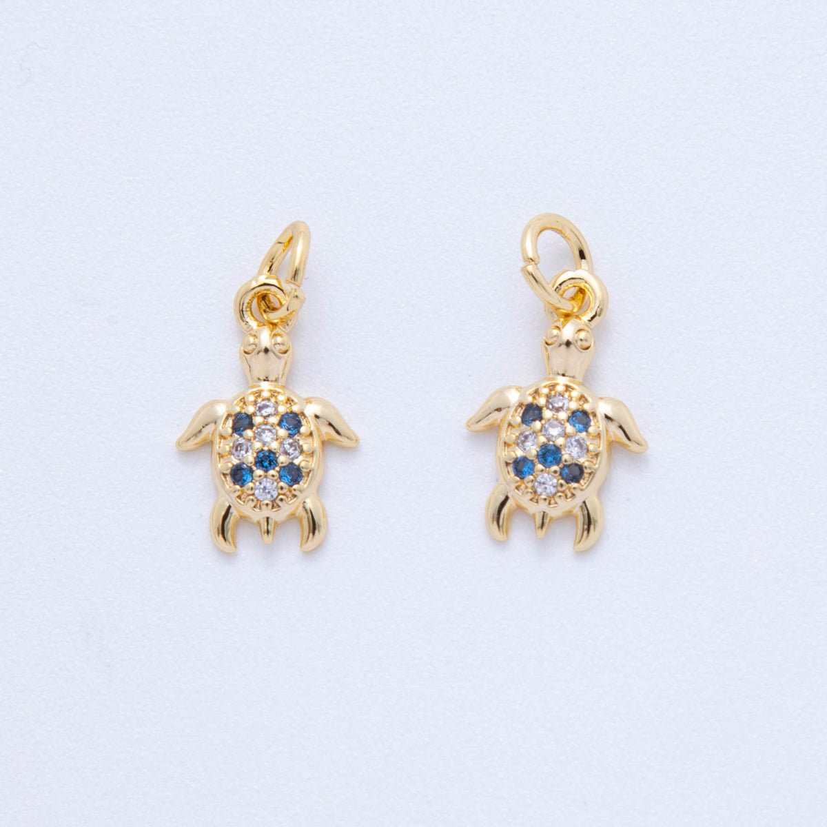 18K Gold Filled 17mm Micro Paved CZ Mini Sea Turtle Charm | AF819