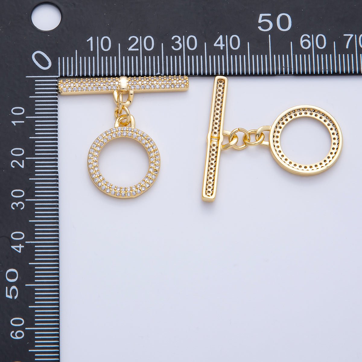 18K Gold Filled 17mm Micro Paved CZ OT Toggle Clasps Closure Finding | Z1666
