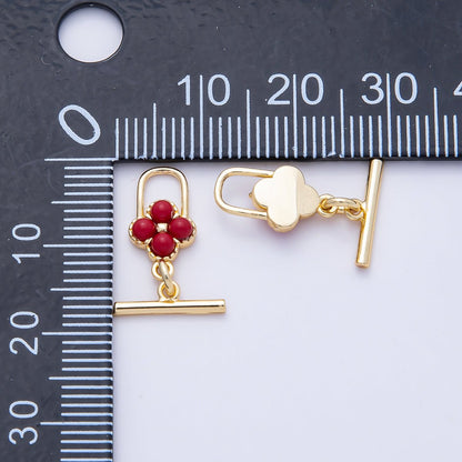 18K Gold Filled 17mm Red Clover Toggle Clasps OT Clasp Closure Findings | Z1460