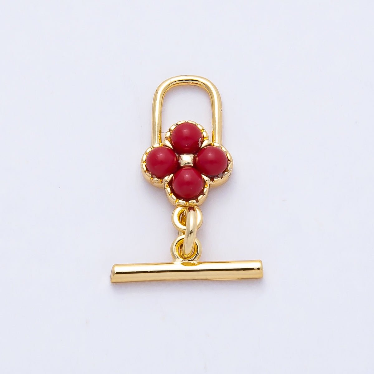 18K Gold Filled 17mm Red Clover Toggle Clasps OT Clasp Closure Findings | Z1460