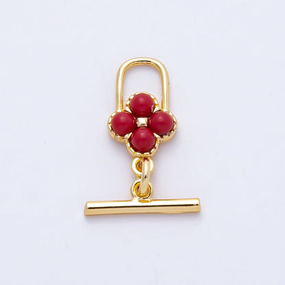 18K Gold Filled 17mm Red Clover Toggle Clasps OT Clasp Closure Findings | Z1460