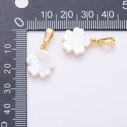 18K Gold Filled 17mm Shell Pearl Flower Snap Latch Pendant | Charms-01322