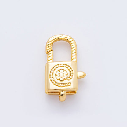 18K Gold Filled 17mm Spiral Flower Ribbed Rectangular Lobster Clasp Closure Finding | Z1389