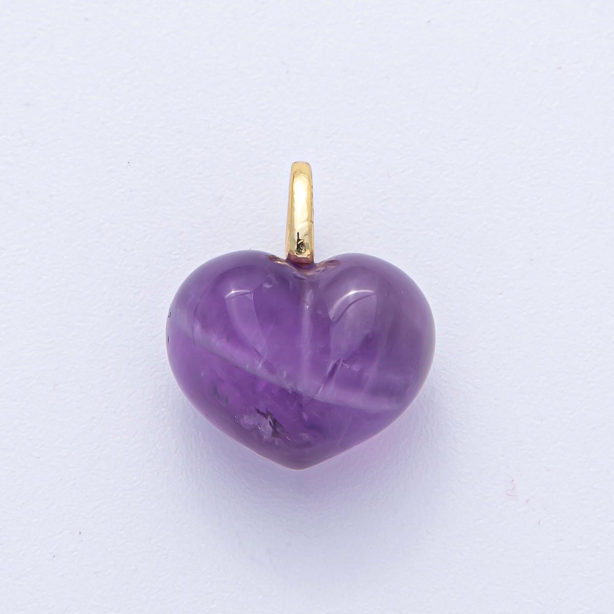 18K Gold Filled 18.3mm Grey Agate, Carnelian, White Quartz, Amethyst Chubby Heart Pendant | AK021 - AK023