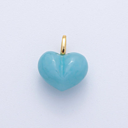 18K Gold Filled 18.3mm Grey Agate, Carnelian, White Quartz, Amethyst Chubby Heart Pendant | AK021 - AK023