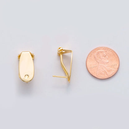 18K Gold Filled 18.4mm DIY Oblong Push Snap Stud Earring Findings | Z1160
