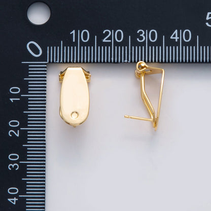 18K Gold Filled 18.4mm DIY Oblong Push Snap Stud Earring Findings | Z1160
