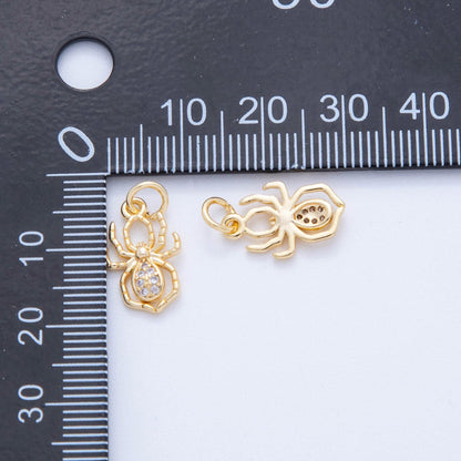 18K Gold Filled 18.5mm Micro Paved CZ Eight-Legged Spider Charm | AF815
