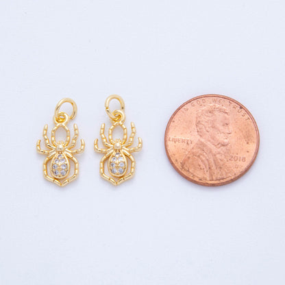 18K Gold Filled 18.5mm Micro Paved CZ Eight-Legged Spider Charm | AF815