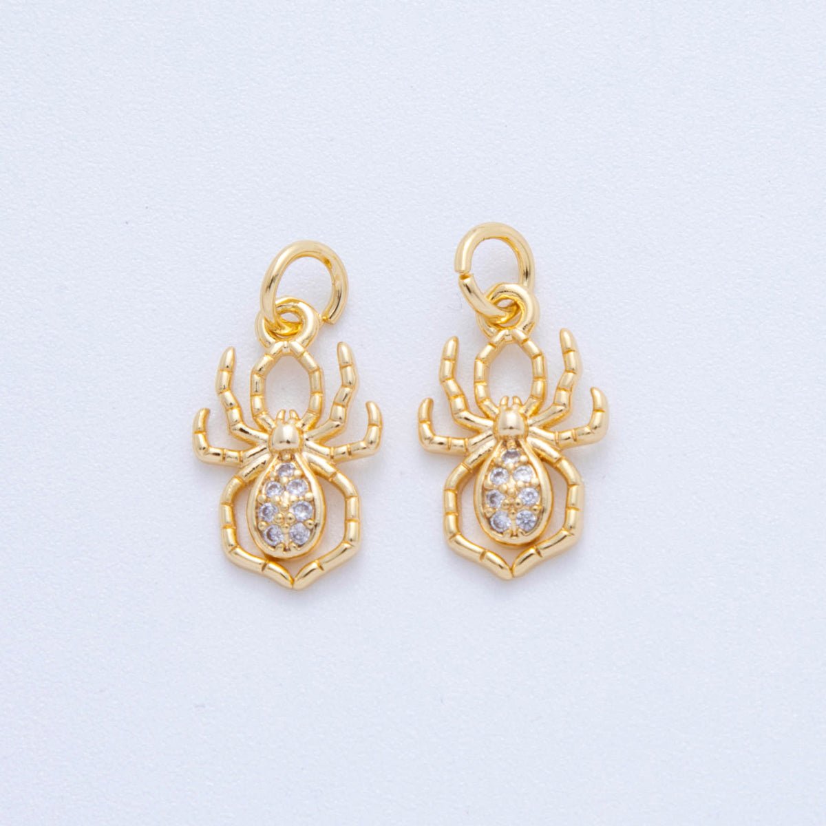 18K Gold Filled 18.5mm Micro Paved CZ Eight-Legged Spider Charm | AF815