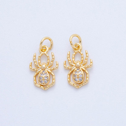 18K Gold Filled 18.5mm Micro Paved CZ Eight-Legged Spider Charm | AF815