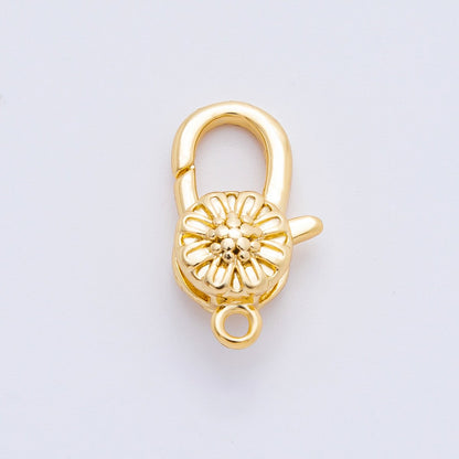 18K Gold Filled 18.5mm Sunflower Floral Lobster Clasp Finding | Z-A1357