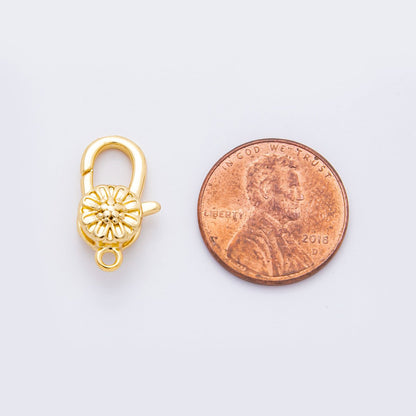 18K Gold Filled 18.5mm Sunflower Floral Lobster Clasp Finding | Z-A1357