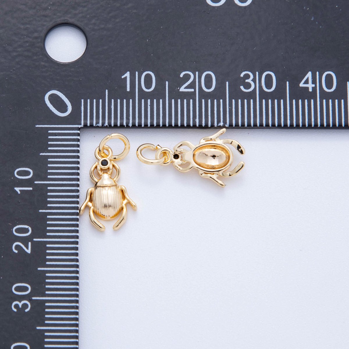 18K Gold Filled 18mm Black CZ Bug Beetle Charm | AF821