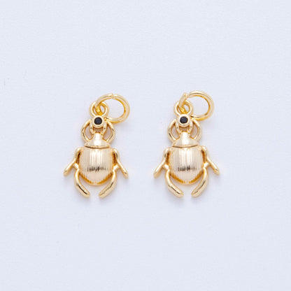 18K Gold Filled 18mm Black CZ Bug Beetle Charm | AF821