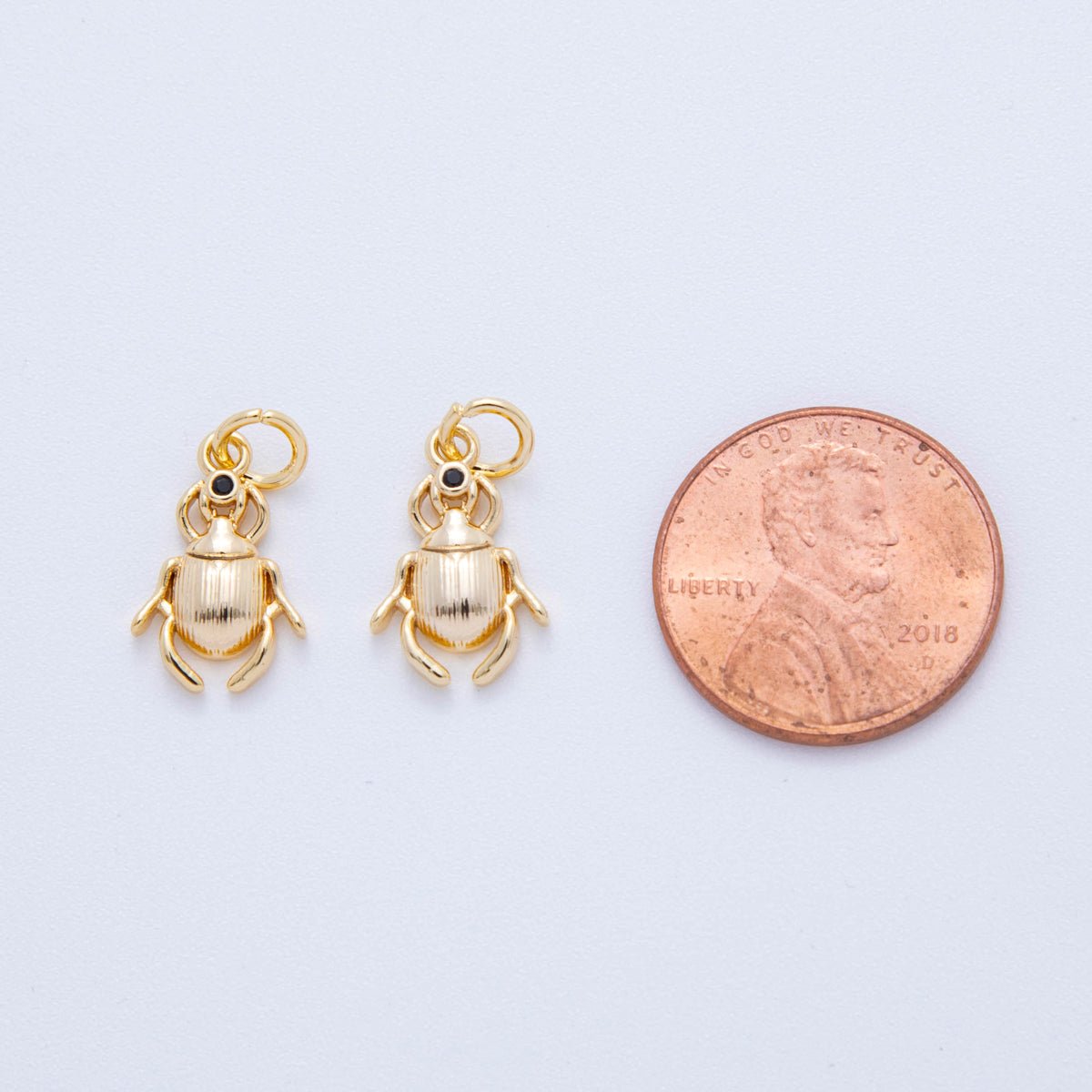 18K Gold Filled 18mm Black CZ Bug Beetle Charm | AF821