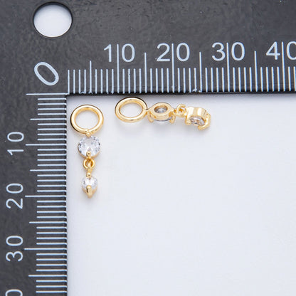 18K Gold Filled Clear CZ Double Round Add-On Drop Earring Charm | AH-911
