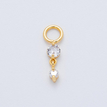 18K Gold Filled Clear CZ Double Round Add-On Drop Earring Charm | AH-911