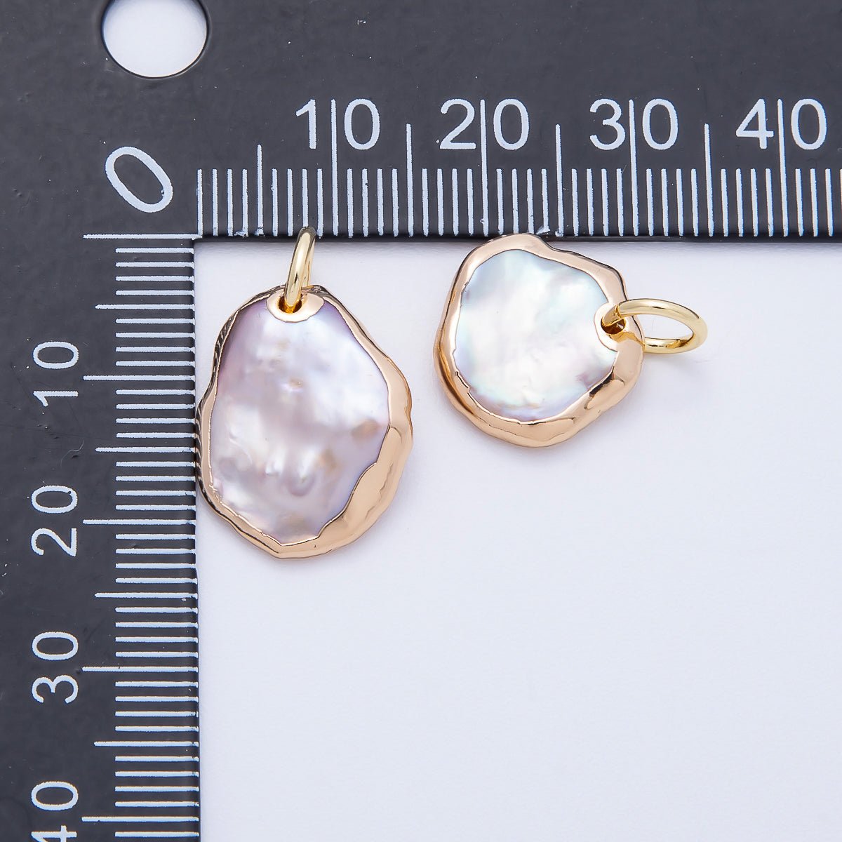 18K Gold Filled 18mm Foiled Baroque Freshwater Pearl Charm | Charms-00641
