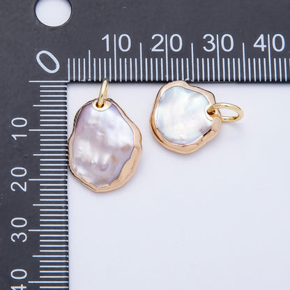 18K Gold Filled 18mm Foiled Baroque Freshwater Pearl Charm | Charms-00641